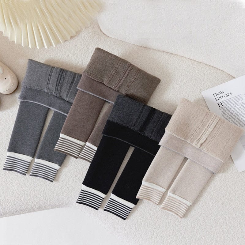 ベビー用靴下・タイツ ベビー 裏フリース 厚手 レギンス レギパン ボーダー 暖パン タイツ【mh0001184】