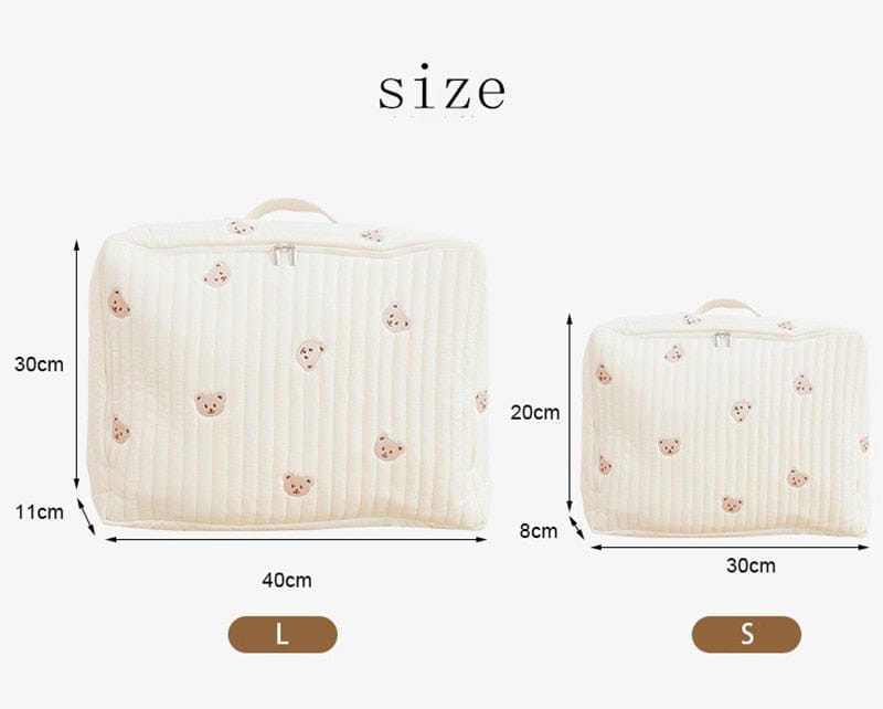 おむつポーチ キルティング 刺繍 おむつポーチ ママバッグ 鞄 くま ベア オリーブ チューリップ チェリー りす【mh0001464】