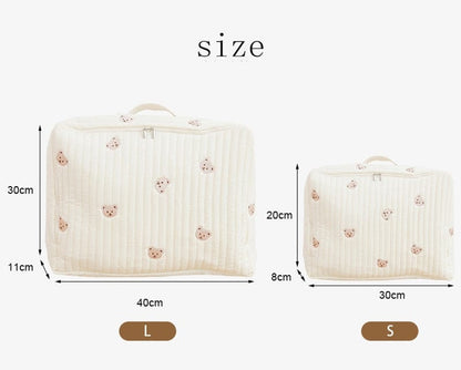 おむつポーチ キルティング 刺繍 おむつポーチ ママバッグ 鞄 くま ベア オリーブ チューリップ チェリー りす【mh0001464】