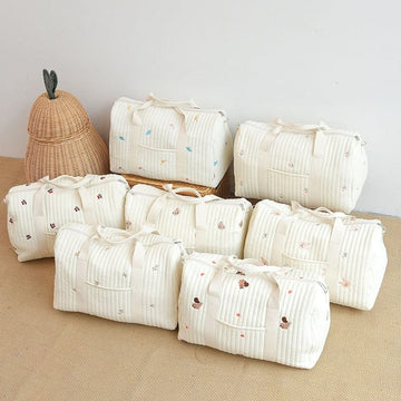 マザーズバッグ キルティング 刺繍 ママ バッグ ボストンバッグ くま ベア うさぎ バニー 恐竜 ダイナソー オリーブ【mh0001471】