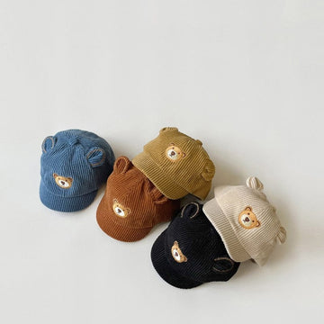 ベビー用帽子 ベビー コーデュロイ くま ベア 刺繍 くま耳 キャップ 帽子【mh0001484】