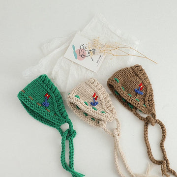 ヘアアクセサリー ベビー キッズ ニット フラワー 刺繍 ヘアバンド ヘッドバンド ヘッドドレス ガールズ【mh0002431】
