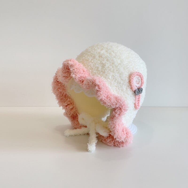 ベビー用帽子 Milk White / 44-48cm(3m-2Y) ベビー ニット フリル キャップ 帽子 ハット【mh0001494】