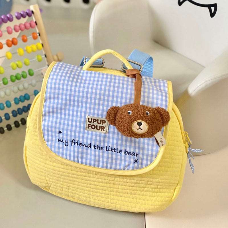 メッセンジャーバッグ mom backpack 1 くま チェック キッズ リュックサック バックパック メッセンジャーバッグ ママバッグ 鞄【mh0001145】