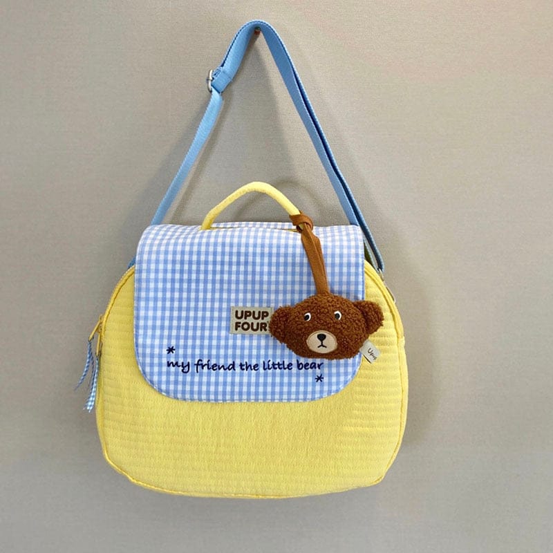 メッセンジャーバッグ mom Messenger Bag 2 くま チェック キッズ リュックサック バックパック メッセンジャーバッグ ママバッグ 鞄【mh0001145】