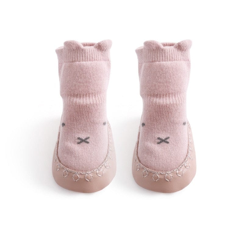 ベビー用靴下・タイツ Pink / S ベビー アニマル 動物 ルームシューズ ソックス 靴下 ファーストシューズ 室内ばき【mh0000913】
