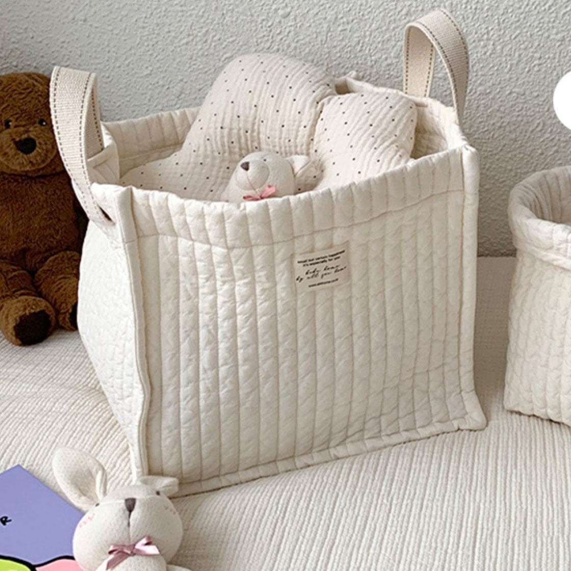 おむつ収納 tote square bag キルティング ハンドル付き おむつ収納 バッグ ベッドサイド オーガナイザー【mh0001662】