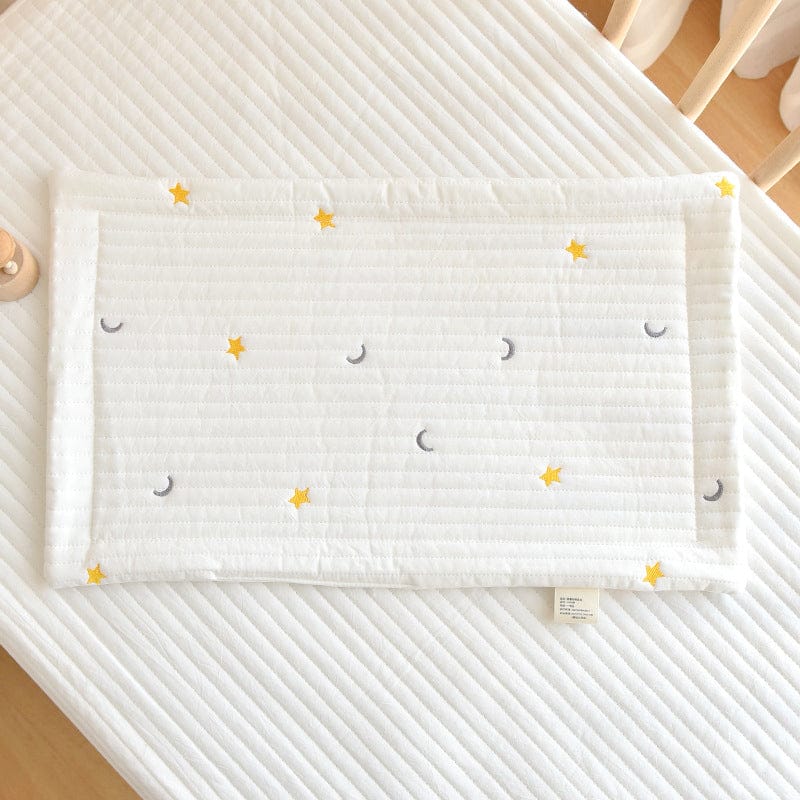ベビー寝具 Yellow Star Moon ベビー キッズ キルティング 刺繍 フラット ピロー 枕【mh0000986】