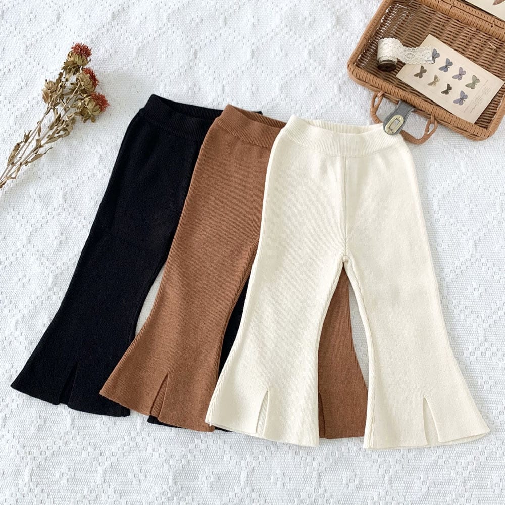 ロングパンツ・スウェットパンツ キッズ ニット フレア フロントスリット パンツ