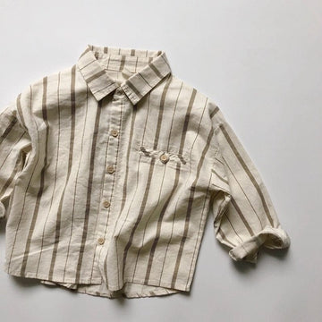 長袖シャツ・ブラウス キッズ服 長袖 シャツ ブラウス トップス ストライプ コットンリネン 男の子