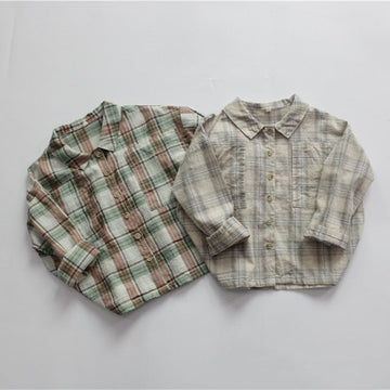 長袖シャツ・ブラウス キッズ チェック 長袖 ルーズ シャツ