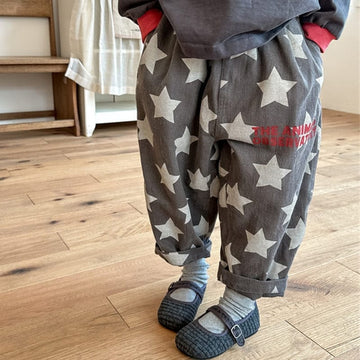 ロングパンツ・スウェットパンツ キッズ レターロゴ プリント スター 星 ルーズ パンツ ボーイズ