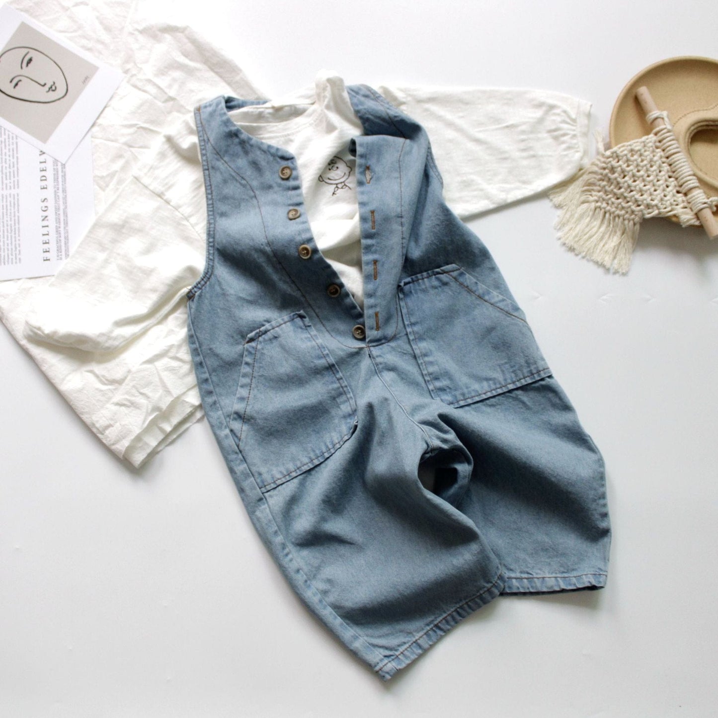 ノースリーブジャンプスーツ キッズ デニム ノースリーブ ジャンプスーツ
