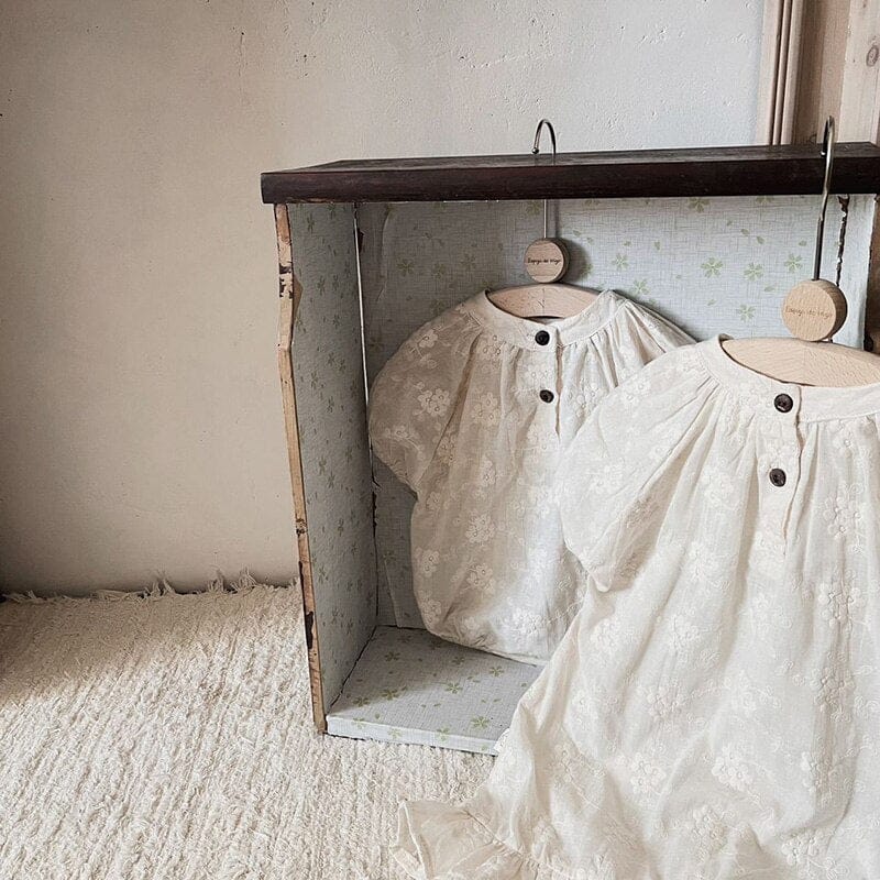 半袖ワンピース キッズ レース 刺繍 半袖 ワンピース ロンパース リンクコーデ 姉妹 お揃いコーデ