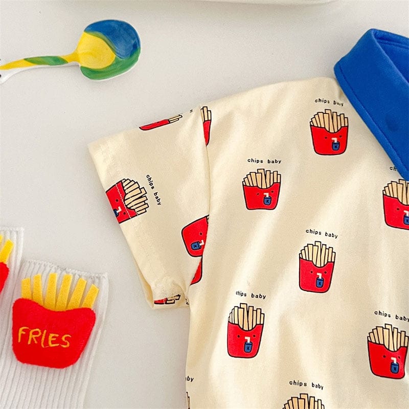 半袖ロンパース ☺︎ ベビー フレンチフライ ポテト 半袖 シャツ ロンパース
