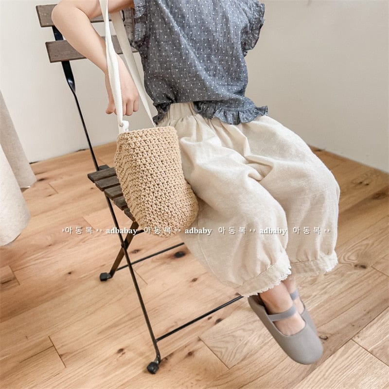 ロングパンツ・スウェットパンツ キッズ レース ルーズ クロップドパンツ バルーンパンツ