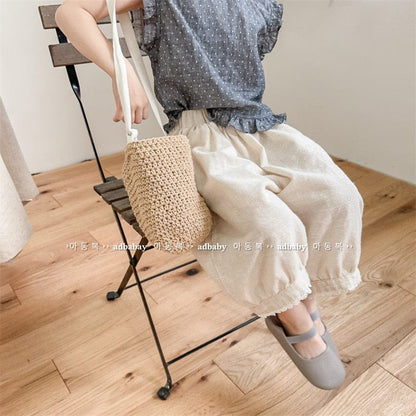 ロングパンツ・スウェットパンツ キッズ レース ルーズ クロップドパンツ バルーンパンツ