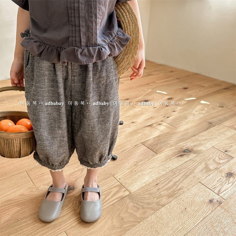 ロングパンツ・スウェットパンツ キッズ レース ルーズ クロップドパンツ バルーンパンツ