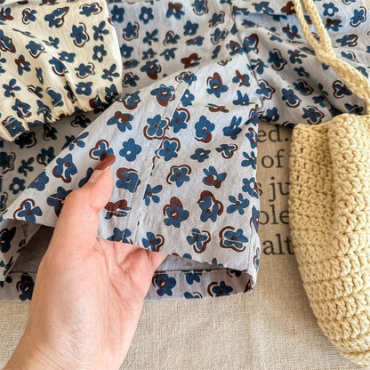 半袖シャツ・ブラウス キッズ フラワー 小花柄 半袖 パフスリーブ ブラウス シャツ トップス