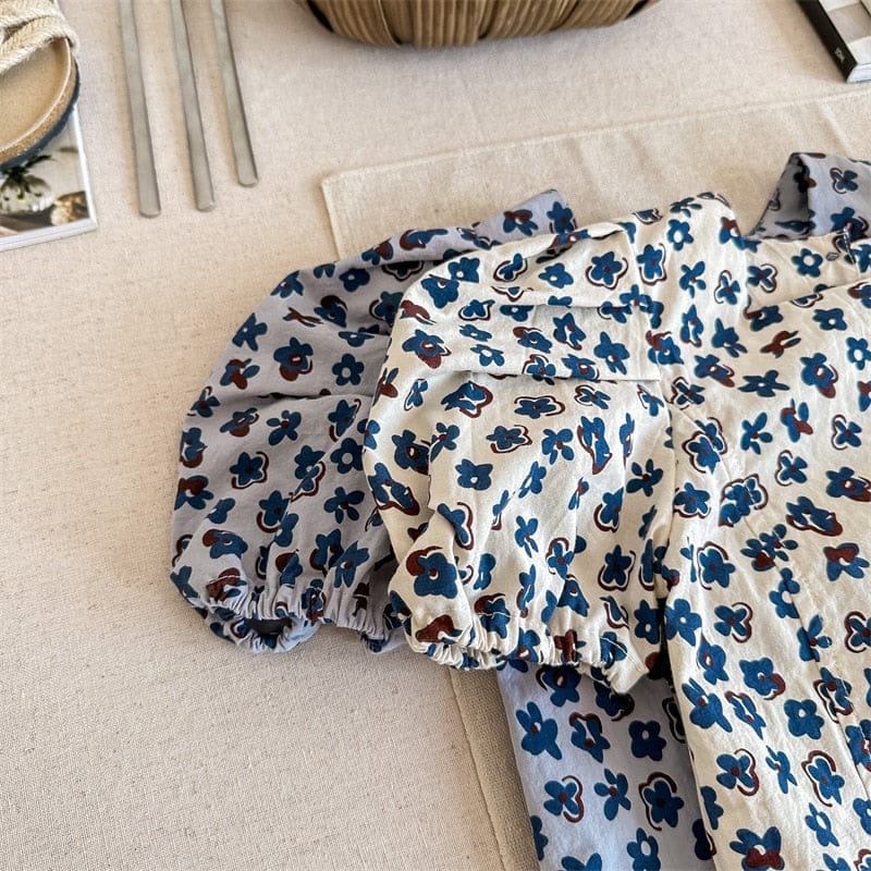 半袖シャツ・ブラウス キッズ フラワー 小花柄 半袖 パフスリーブ ブラウス シャツ トップス