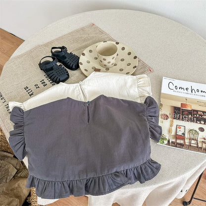 半袖シャツ・ブラウス キッズ ラッフル フリル  ピンタック ブラウス トップス