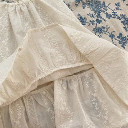 ノースリーブワンピース キッズ フラワー 刺繍 レース フリル キャミソール ワンピース