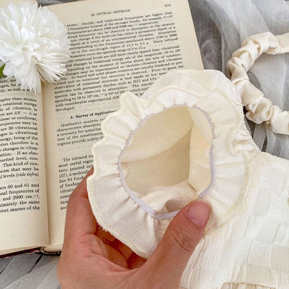 半袖ロンパース ベビー チェック 半袖 パフスリーブ ロンパース ヘアバンド セット