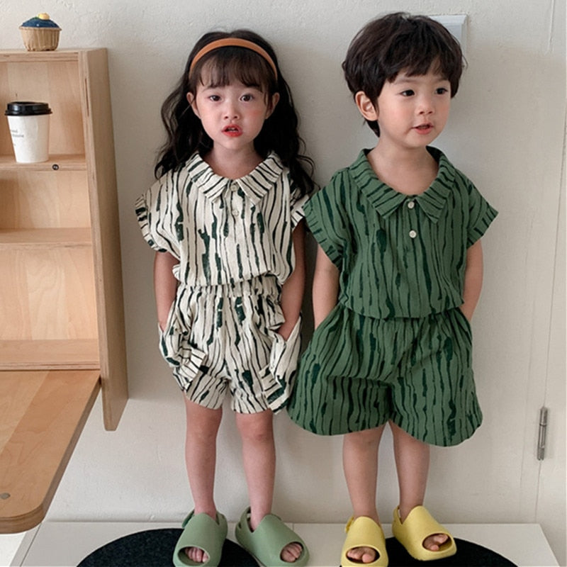 半袖セットアップ キッズ 半袖 セットアップ ストライプ 半袖 ポロシャツ ハーフパンツ