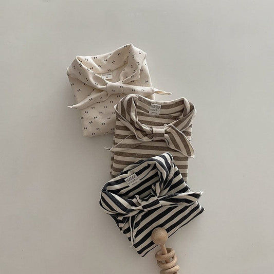 長袖ロンパース ベビー セーラー リボンカラー ボーダー リボン 長袖 ロンパース