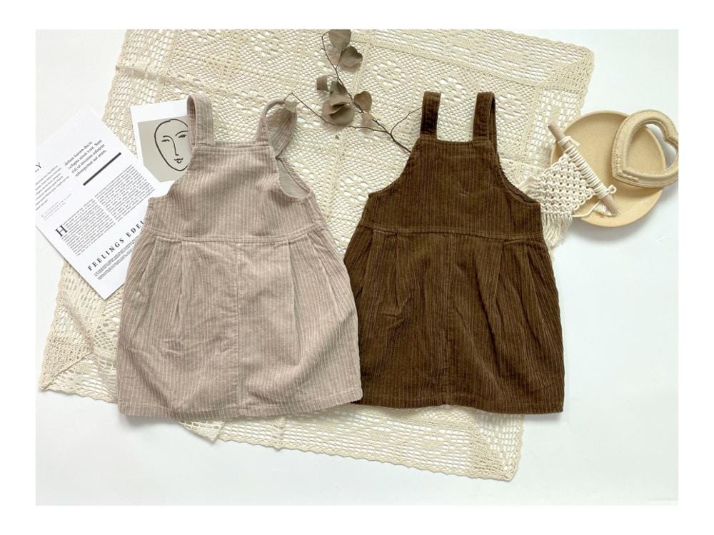 ノースリーブワンピース キッズ コーデュロイ サスペンダー スカート ワンピース