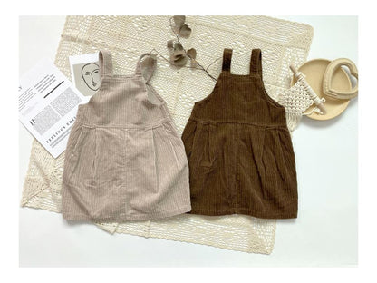 ノースリーブワンピース キッズ コーデュロイ サスペンダー スカート ワンピース