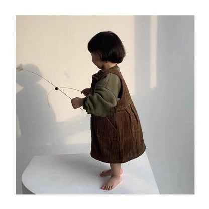 ノースリーブワンピース キッズ コーデュロイ サスペンダー スカート ワンピース