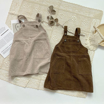 ノースリーブワンピース キッズ コーデュロイ サスペンダー スカート ワンピース