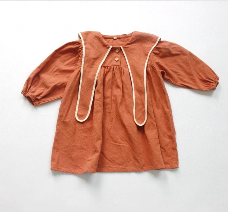 長袖ワンピース キッズ うさぎ うさ耳襟 ワンピース