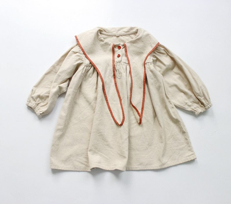 長袖ワンピース キッズ うさぎ うさ耳襟 ワンピース