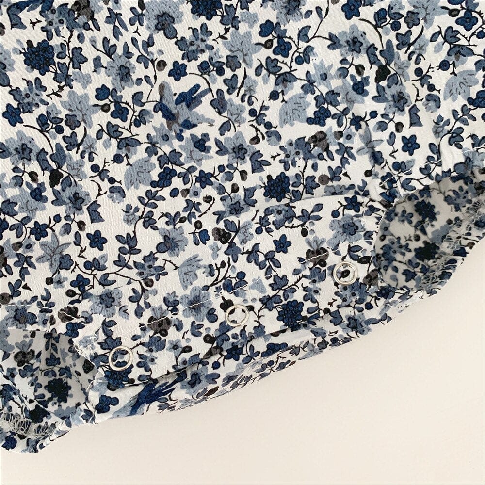 長袖ロンパース ベビー フラワー ロンパース レース 付け襟 ボンネット セット