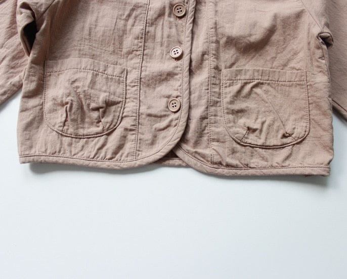 ショートコート・ジャケット・ジャンパー キッズ コットンリネン ノーカーラー ジャケット