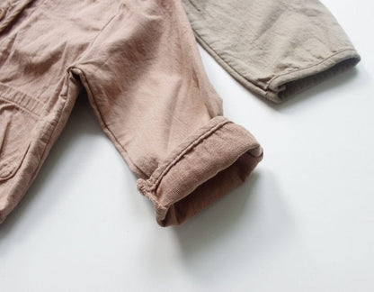 ショートコート・ジャケット・ジャンパー キッズ コットンリネン ノーカーラー ジャケット