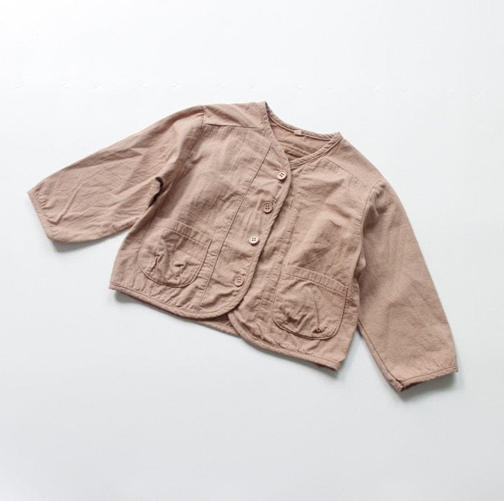 ショートコート・ジャケット・ジャンパー キッズ コットンリネン ノーカーラー ジャケット