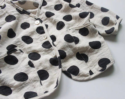 カーディガン・パーカー キッズ みずたま コットンリネン カーディガン