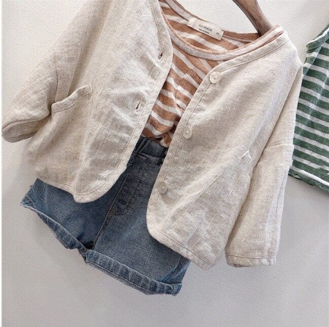 カーディガン・パーカー キッズ みずたま コットンリネン カーディガン