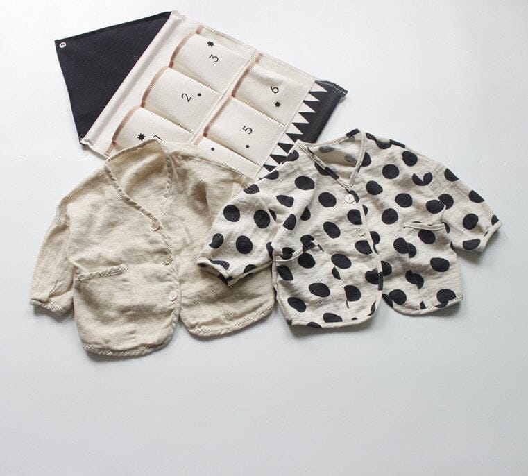 カーディガン・パーカー キッズ みずたま コットンリネン カーディガン