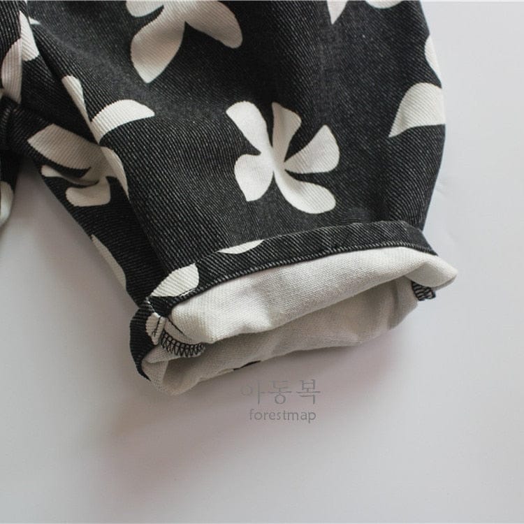 ロングパンツ・スウェットパンツ キッズ フラワー ルーズ クロップド パンツ