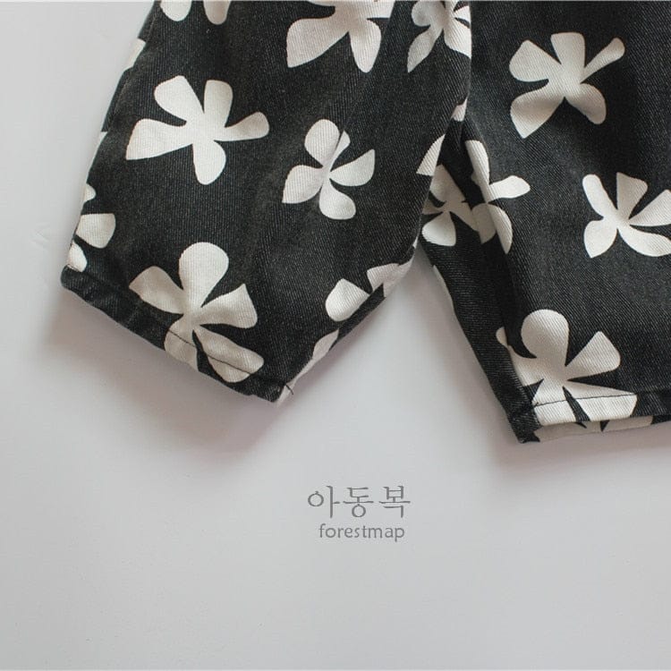 ロングパンツ・スウェットパンツ キッズ フラワー ルーズ クロップド パンツ