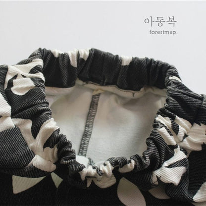 ロングパンツ・スウェットパンツ キッズ フラワー ルーズ クロップド パンツ