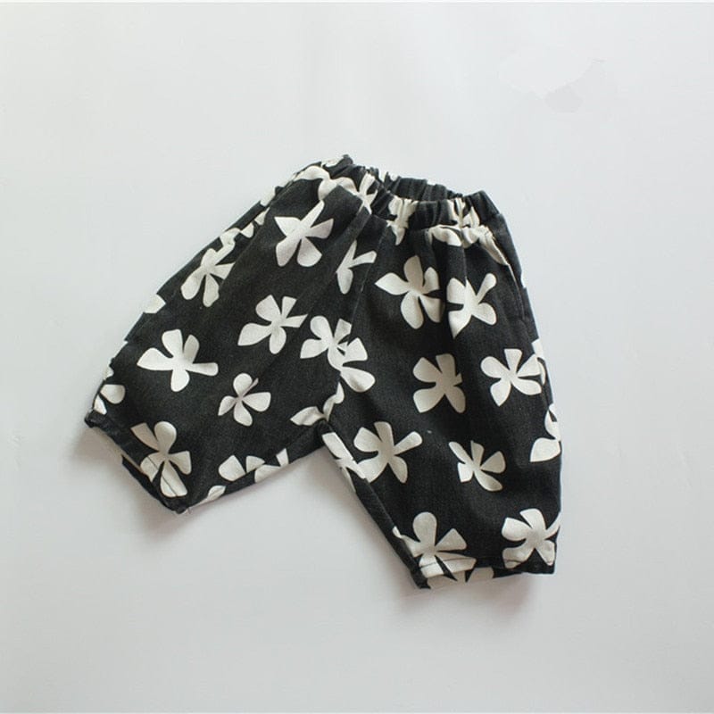 ロングパンツ・スウェットパンツ キッズ フラワー ルーズ クロップド パンツ