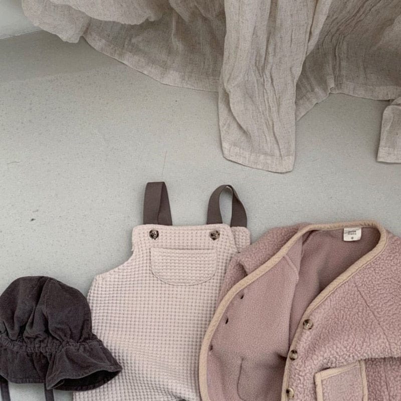 オーバーオール ベビー ワッフル オーバーオール サスペンダー パンツ