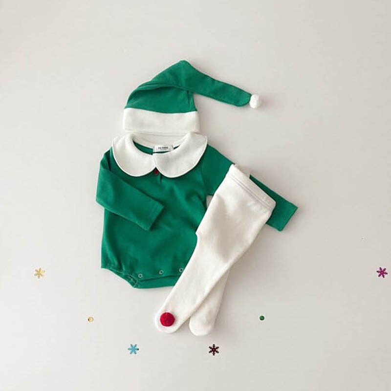長袖ロンパース ベビー クリスマス 長袖 ロンパース とんがり帽子 セット