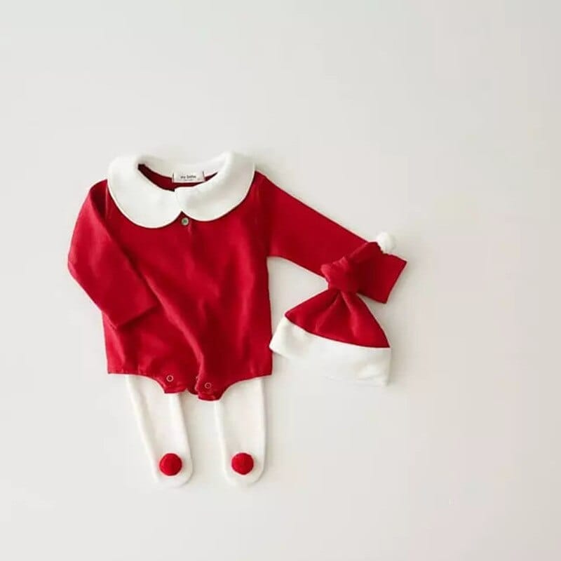 長袖ロンパース ベビー クリスマス 長袖 ロンパース とんがり帽子 セット