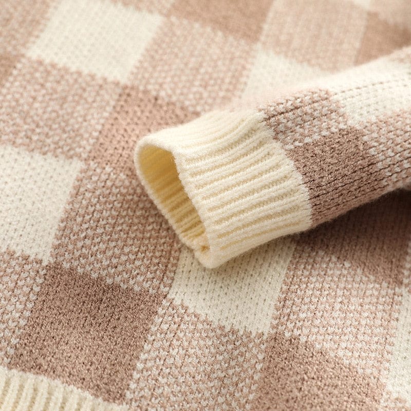 長袖セットアップ ベビー チェック セットアップ ニット セーター ルーズ パンツ